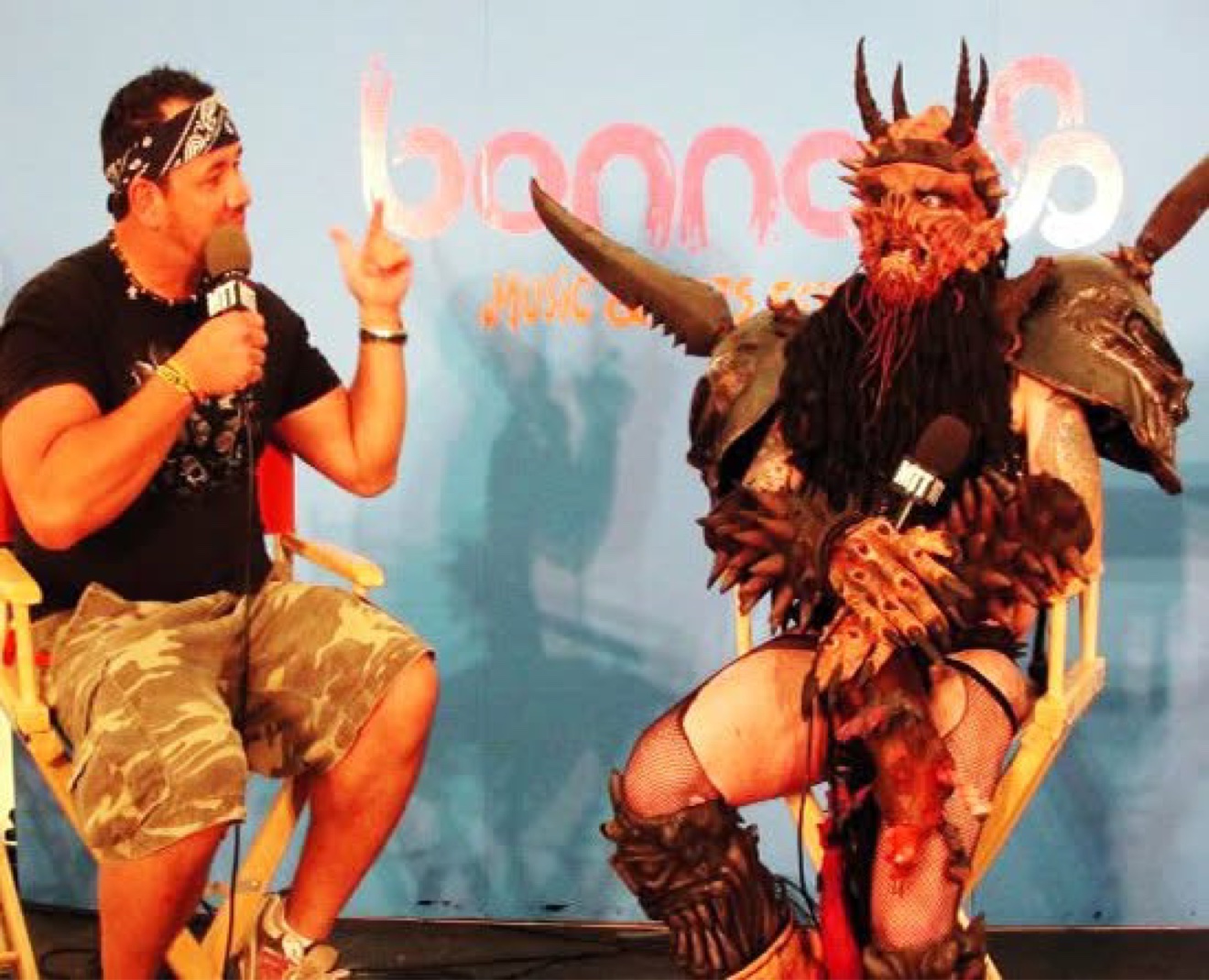 Moe Train interviewing Oderus Urungus of GWAR at Bonnaroo