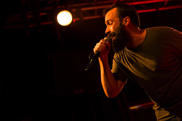 Neil Fallon of Clutch singing on stage