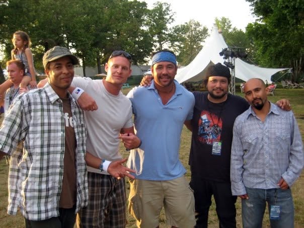Moe Train and King B with Ozomatli backstage at Bonnaroo