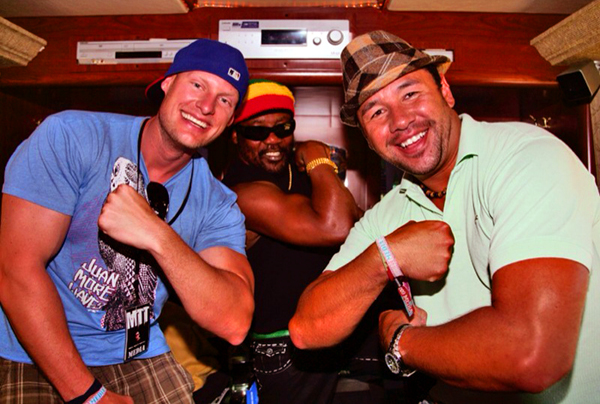 Moe Train and King B with Toots Hibbert of Toots and the Maytals on his tour bus