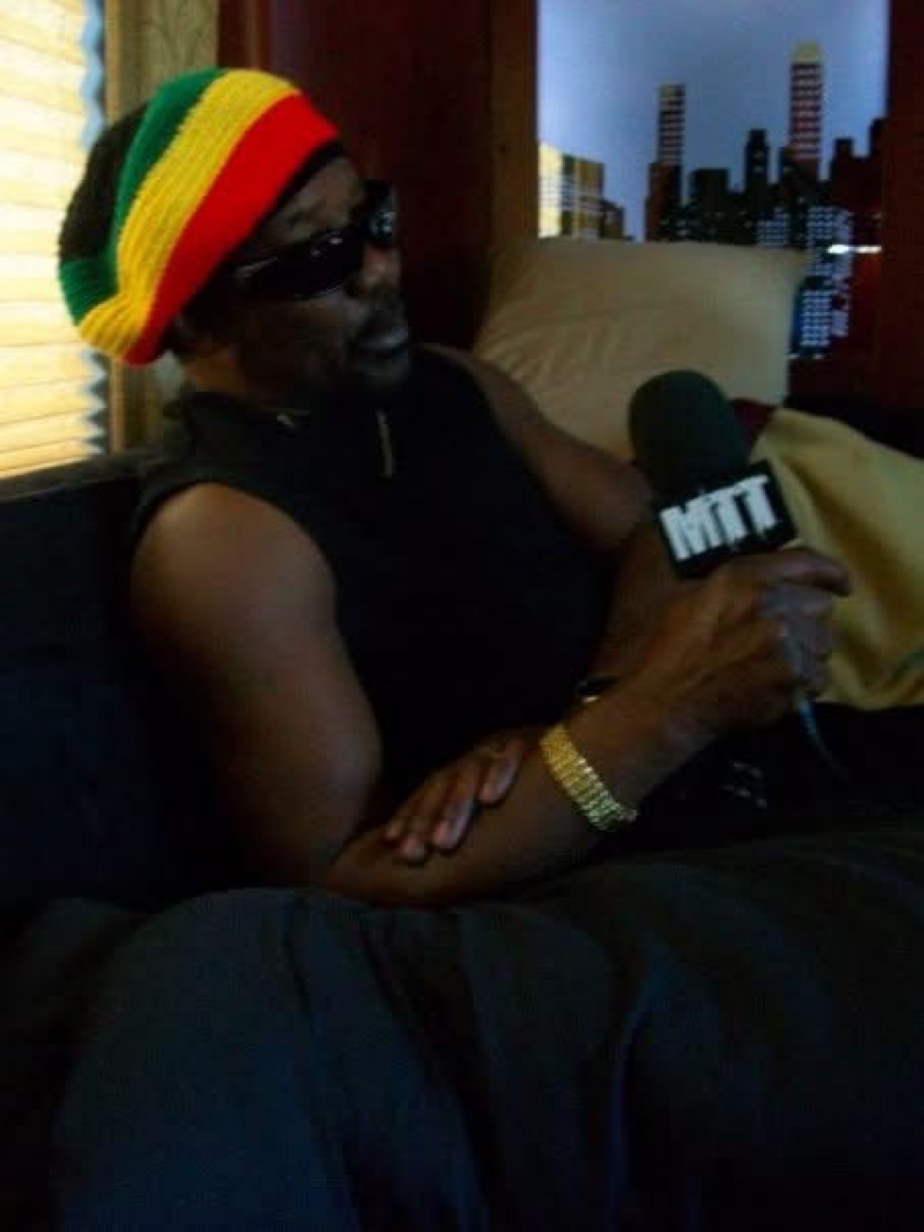 Toots Hibbert with the Moe Train's Tracks mic on his tour bus