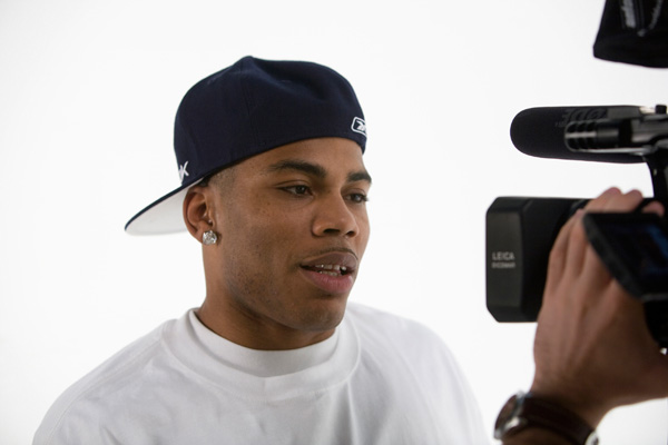 Nelly speaking during an on-camera interview